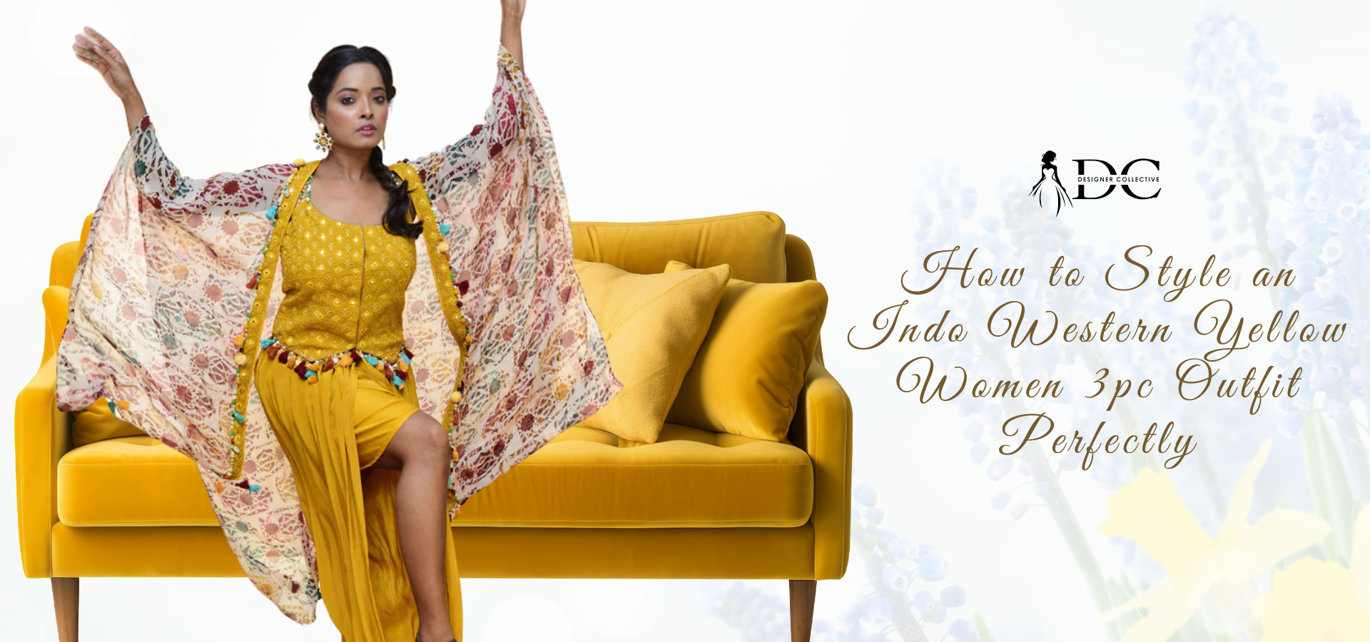 Indo Western Yellow Women 3pc Outfit : Designer Collective