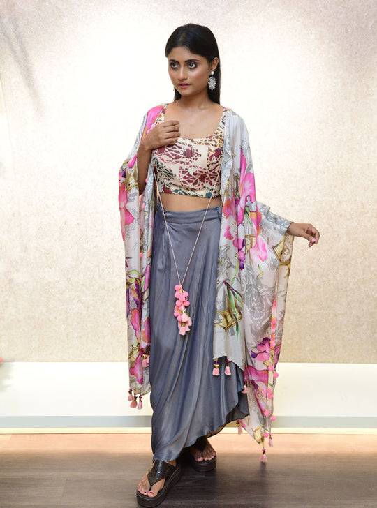 Multi colored women stylish 3pc dress : Designer Collective