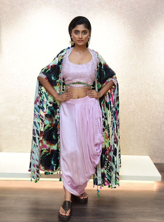 Lavender woman indowestern 3pc dress : Designer Collective