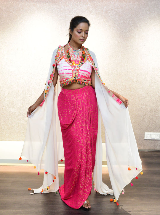 Bright pink women indowestern 3pc dress : Designer Collective