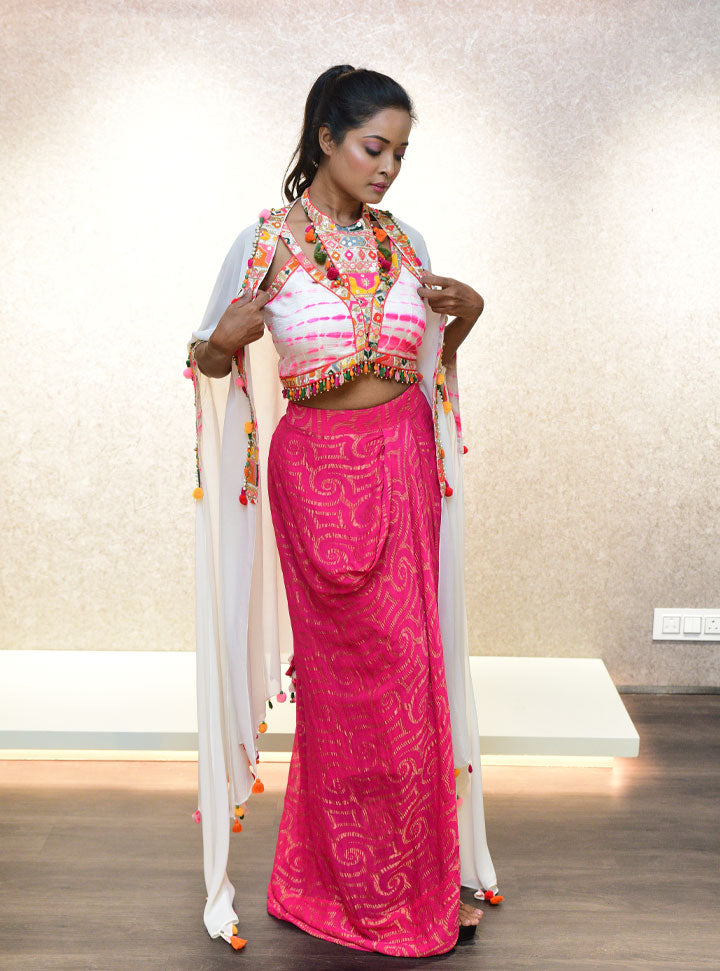 Bright pink women indowestern 3pc dress : Designer Collective