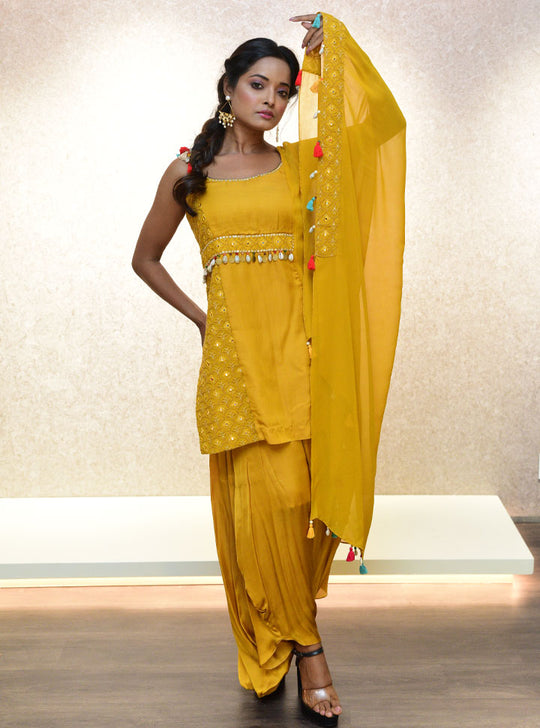 Indowestern yellow women 3oc outfit : Designer Collective