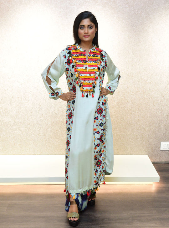Multicolored women designer long dress : Designer Collective