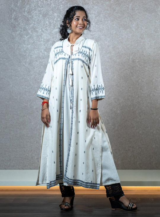 White knotted long kurti : Designer Collective