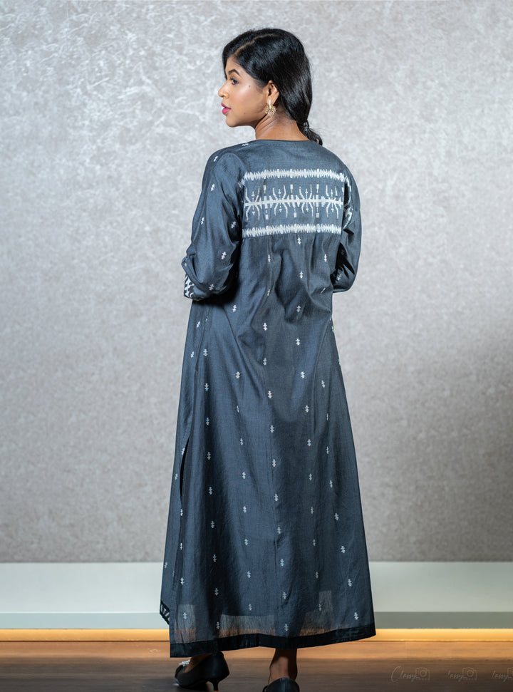 Midnight blue knotted long kurti : Designer Collective
