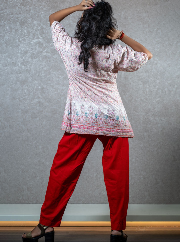 Loose fit pink & red top-bottom set : Designer Collective