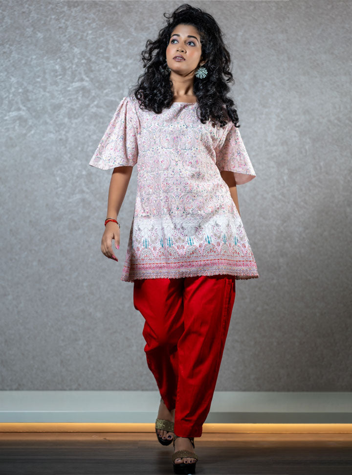 Loose fit pink & red top-bottom set : Designer Collective