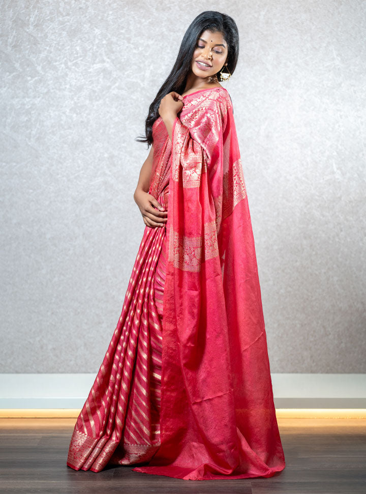Red ethnic golden border designer saree